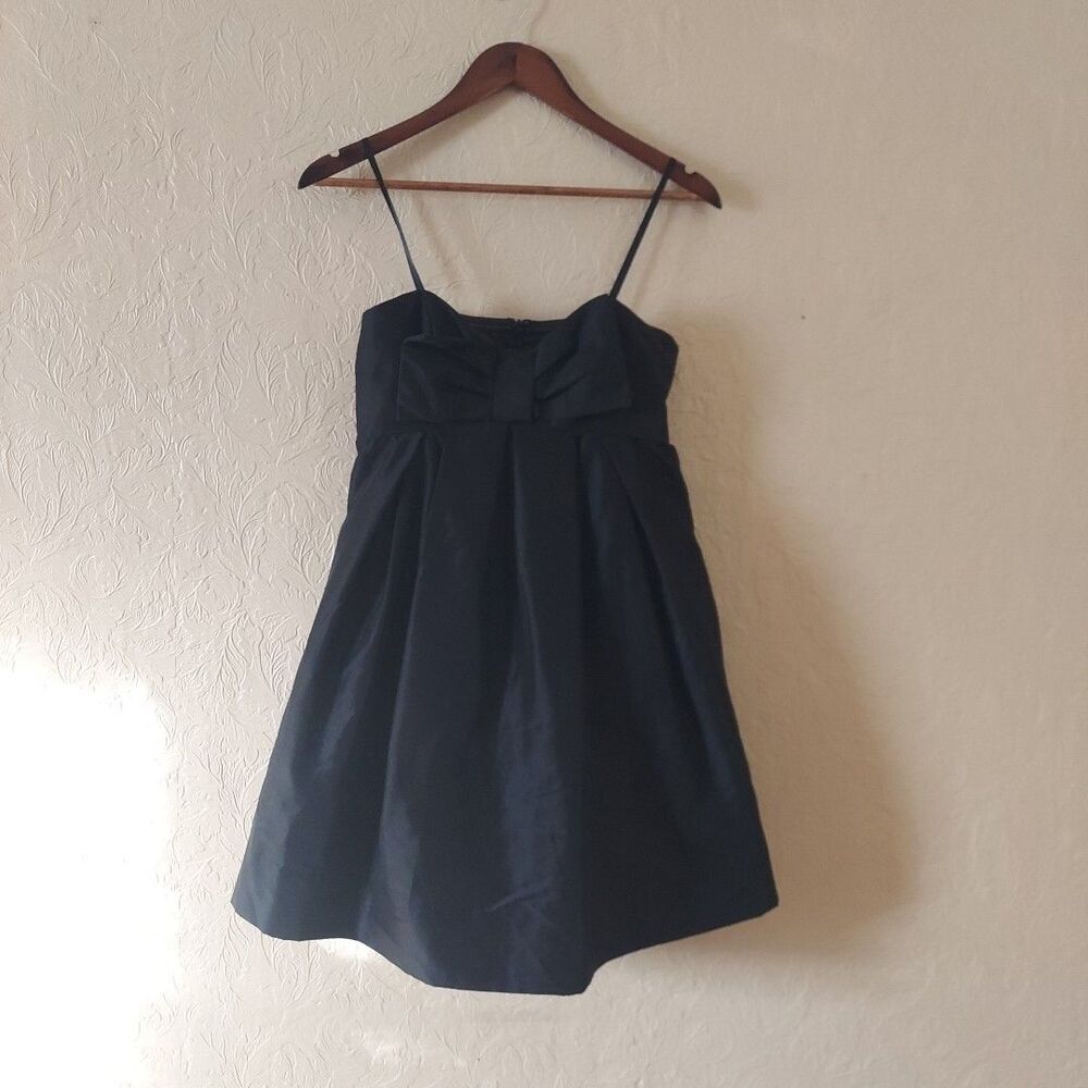 Jill Stuart Black Satin Mini Party Dress A-line W Bow Sz 2